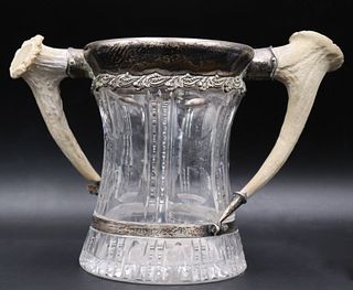 SILVER. Silver Mounted Cut Glass Trophy With