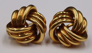 JEWELRY. Pair of Tiffany & Co. 18kt Gold Knot Ear