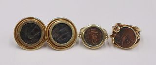 JEWELRY. 14kt Gold Ancient Judaica Coin Jewelry