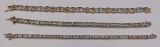 JEWELRY. (3) Bi-Color Gold and Diamond Bracelets.