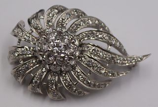 JEWELRY. 14kt Gold and Diamond Floral Brooch.