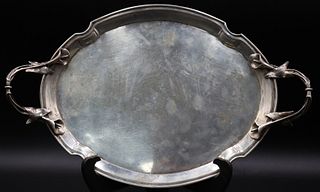SILVER. German .800 Silver Tray with Floral