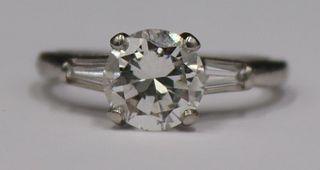 JEWELRY. Platinum and GIA 1.56 ct Diamond Ring.