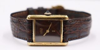 JEWELRY. Lady's Must de Cartier Tank Vermeil Watch