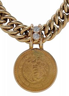 Coin and Diamond Pendant/Necklace