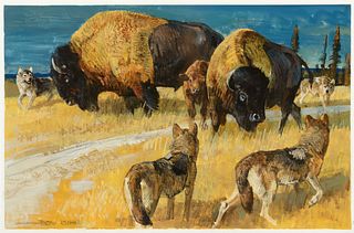 Bob Kuhn (1920–2007) — Buffalo and Wolves