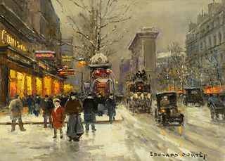 Edouard Cortès (1882–1969) — Porte St. Martin, Grands Boulevards – A Cold Evening