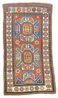 Antique Lankoran Kazak Rug, 3'5" x 6'3" (1.04 x 1.91 m)
