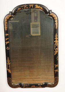 Black Lacquered Chinoiserie Mirror