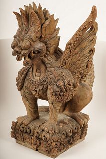Asian Carved Wood Garuda Figure