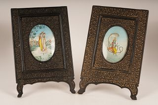 Pair Framed Painted Indian Miniatures