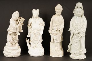 4 Chinese Blanc de Chine Porcelain Figures