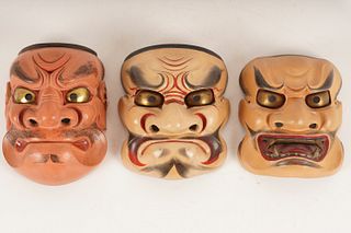Three Japanese Polychrome Masks