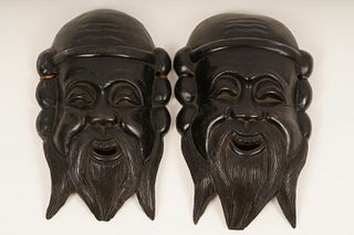 Pair Hellenistic Ebonized Masks