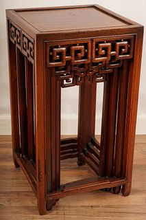 Set of 4 Chinese Carved Wood nesting tables