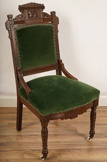 Victorian Green Upholstered Side Chair