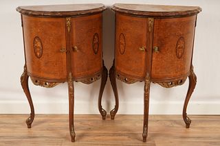 Pair French Provincial Demilune Sidetables
