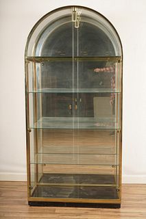 Midcentury Brass Glass Display Cabinet
