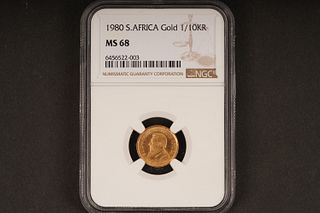 1980 S. Africa Gold 1/10KR MS68