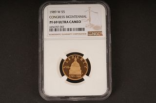 1989 W $5 Congress Bicentenial PF 69 Ultra Cameo