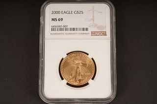 2000 Eagle G$25 MS 69. Graded by NGC in sealed
