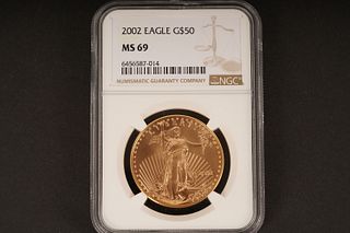 2002 Eagle G$50. MS69. Graded by NGC in sealed