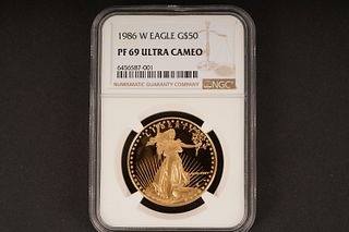 1986 W Eagle G$50. PF 69 Ultra Cameo. Graded by