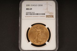 2001 Eagle G$50 MS 69. Graded by NGC in sealed
