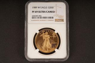 1989 W Eagle G$50. PF 69 Ultra Cameo. Graded by