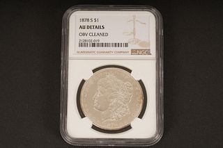 1878 S $1 AU Details. OBV Cleaned. Graded by NGC