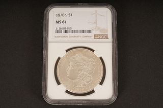 1878 S $1. MS 61. Graded by NGC in sealed coin
