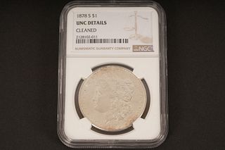 1878 S $1. UNC Details. Cleaned. Graded by NGC