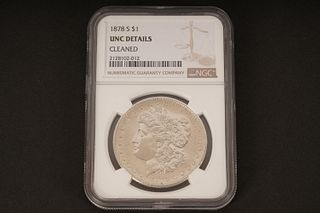 1878 S $1. UNC Details. Cleaned. Graded by NGC