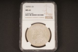 1878 S $1. MS 61. Graded by NGC in sealed coin