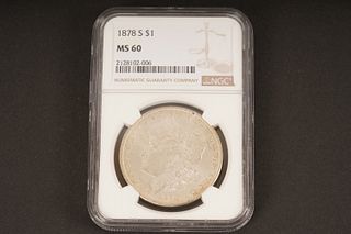 1878 S $1. MS 60. Graded by NGC in sealed coin