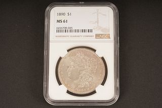 1890 $1. MS 61. Graded by NGC in sealed coin