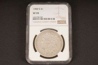 1900 S $1. VF 35. Graded by NGC in sealed coin