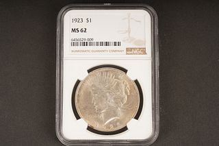 1923 $1 MS 62 Graded by NGC, in holder