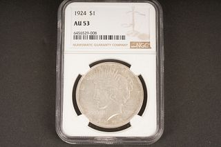1924 $1 AU 53 Graded by NGC, in holder