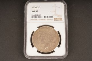 1926 S $1 AU 58 Graded by NGC, in holder