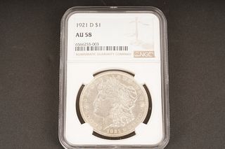1921 D $1 AU 58 Graded by NGC, in holder