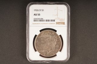 1926 D $1 AU 55 Graded by NGC, in holder