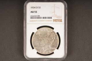 1934 D $1 AU 55 Graded by NGC, in holder