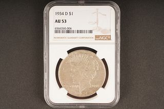 1934 D $1 AU 53 Graded by NGC, in holder
