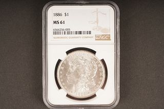 1886 $1 MS 6 Graded by NGC, in holder