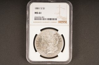 1881 S $1 MS 61 Graded by NGC, in holder