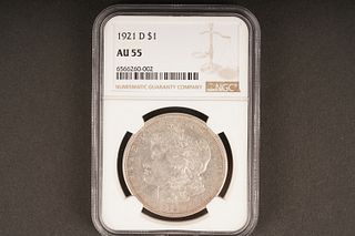 1921 D $1 AU 55 Graded by NGC, in holder