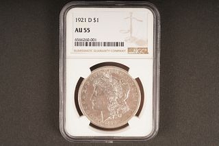 1921 D $1 AU 55 Graded by NGC, in holder