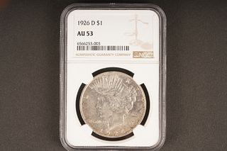 1926 D $1 AU 53 Graded by NGC, in holder
