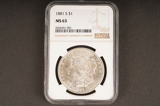 1881 S $1 Ms 63 Graded by NGC, in holder